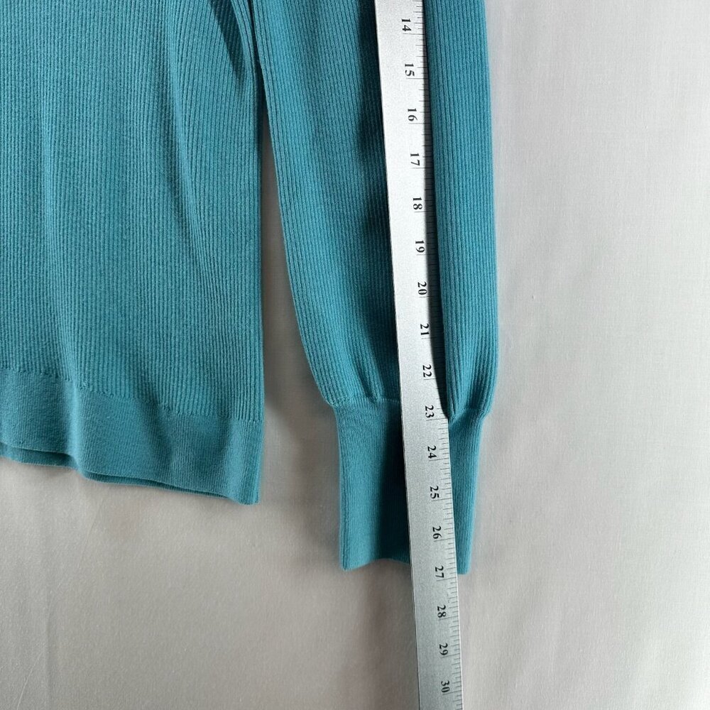 Loft Sweater Women Sz 2XL Pullover Long Sleeve V-Neck Ribbed Stretchy Turquoise - Picture 8 of 11